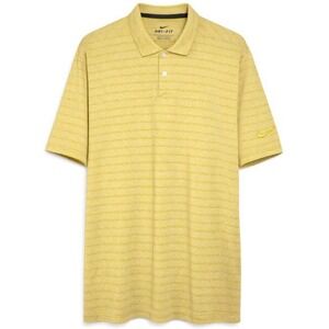 Nike Polo Shirt Mens 2XL Dri-FIT Yellow Striped Athletic Short Sleeve BV6848-393